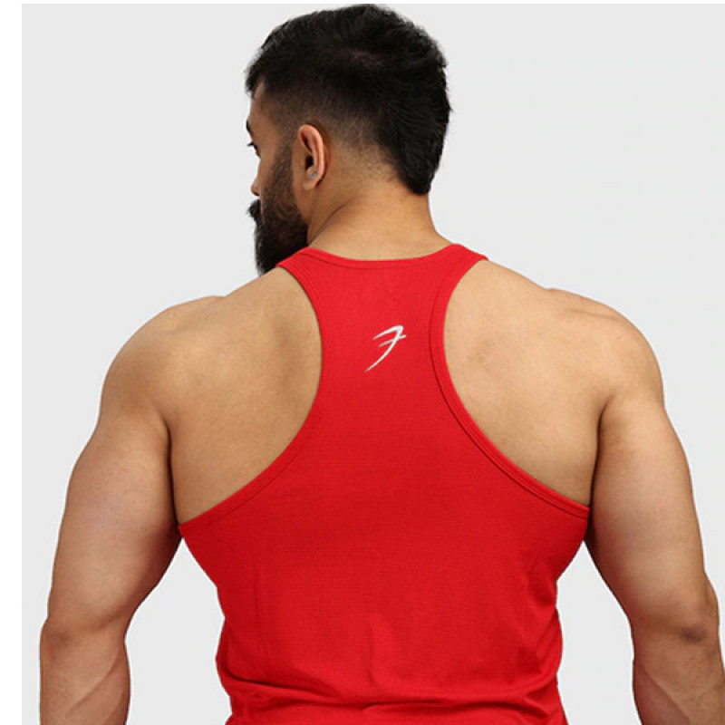 Men Red Classic Sports and Gym Stringer Vest