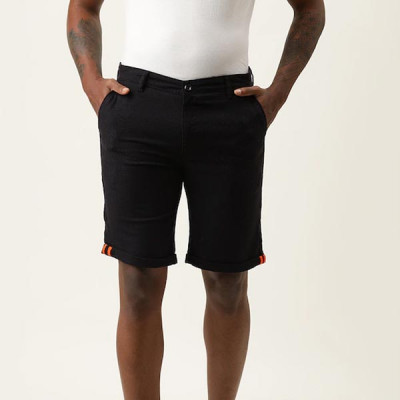 Men Black Slim Fit Mid-Rise Regular Shorts