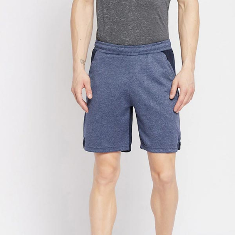 Men Navy Blue & Blue Colourblocked Sports Shorts